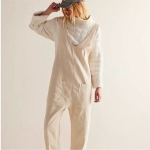 NEW Free People We The Free High Roller Jumpsuit Size Large Cream NWOT